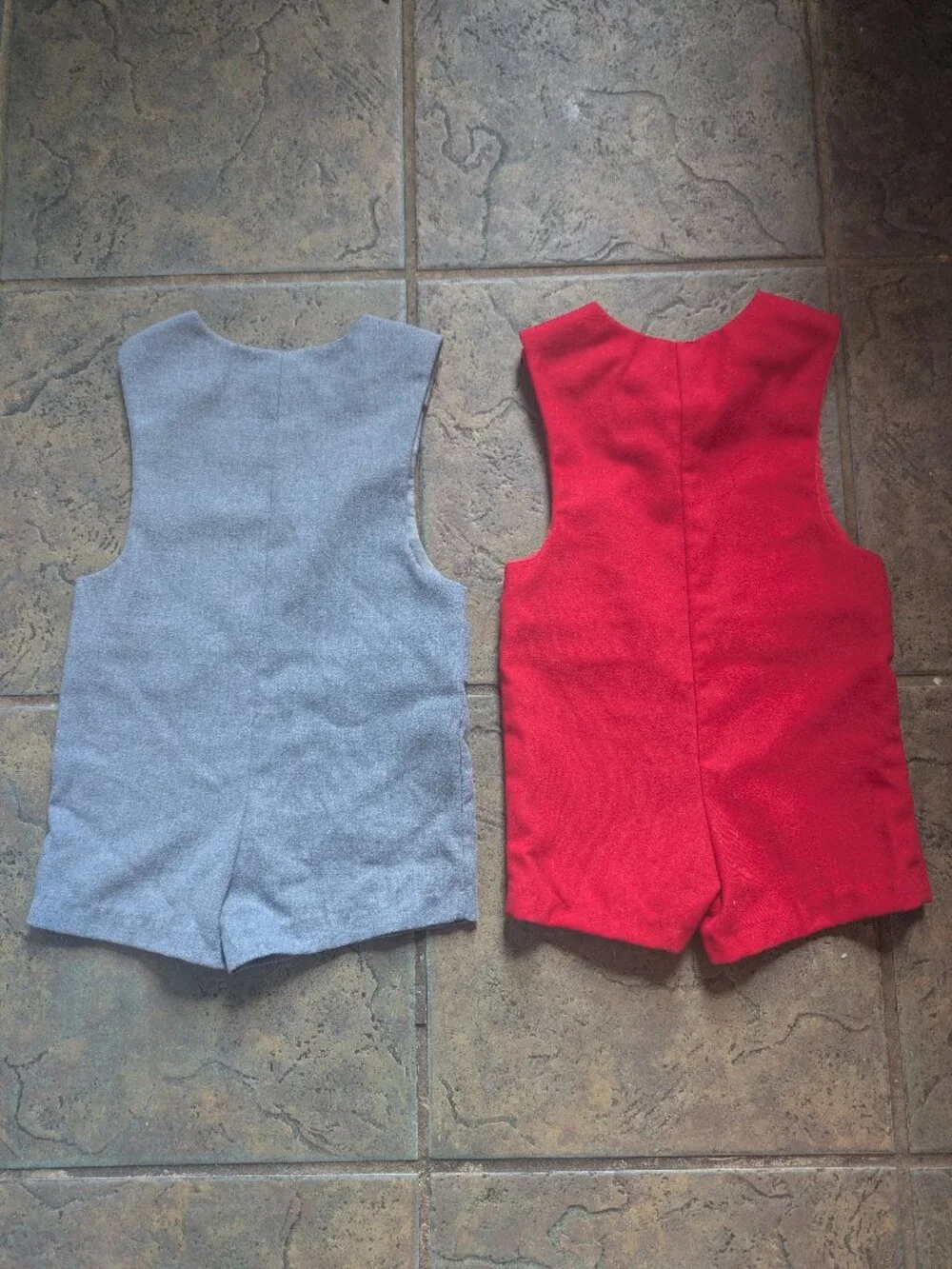 Set of 2 Vintage Good Lad Tailored Shortalls / Rompers in Red & Blue - Boys 2T